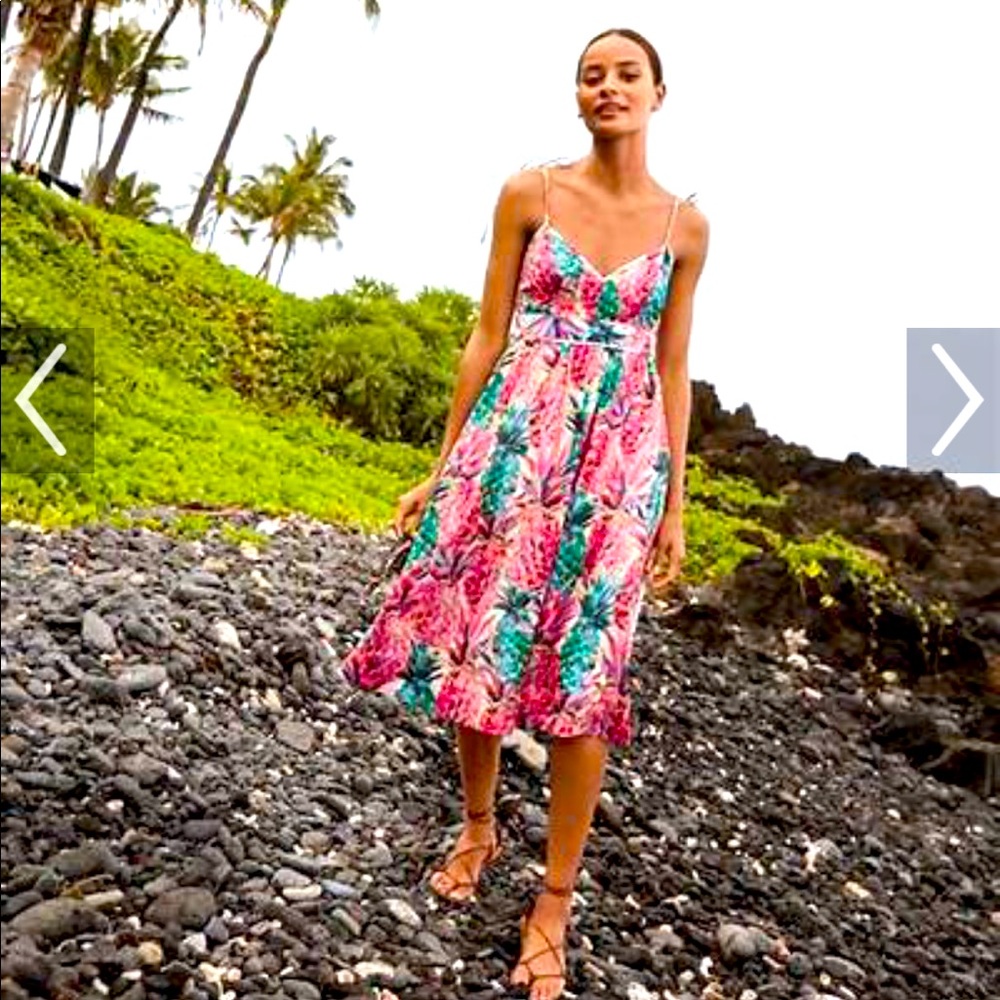 Pineapple print cotton dress